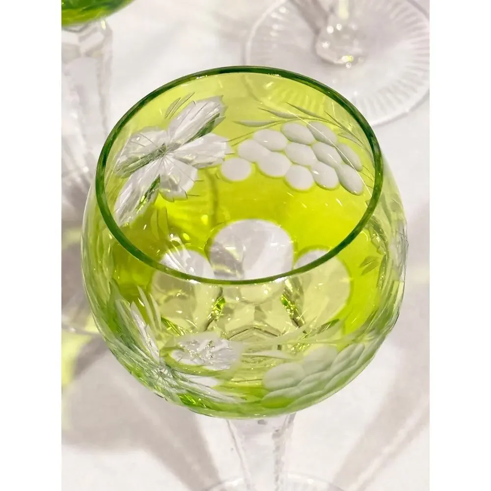 Vintage Nachtmann Traube Chartreuse Wine Hock Goblets Set of 5 Pattern German